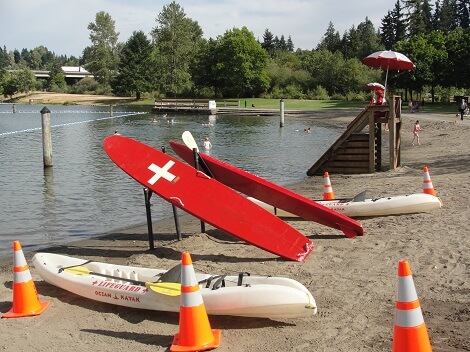 Public swim area at Klineline Pond.