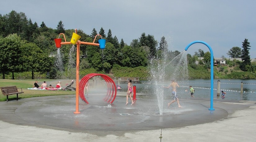 Spray feature at Klineline Pond.