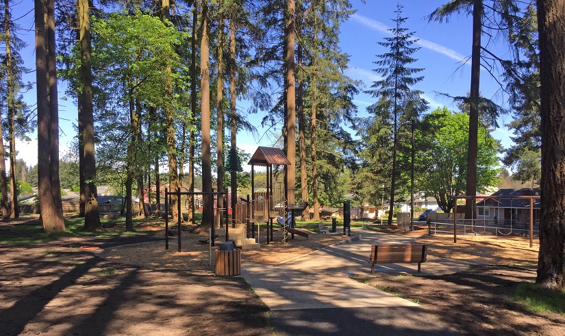 Tower Crest Neighborhood Park, near the end of construction in early 2017.