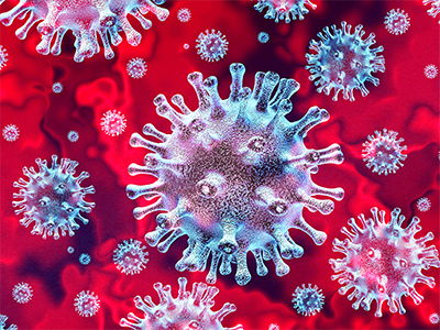 Microscopic photo of Coronavirus