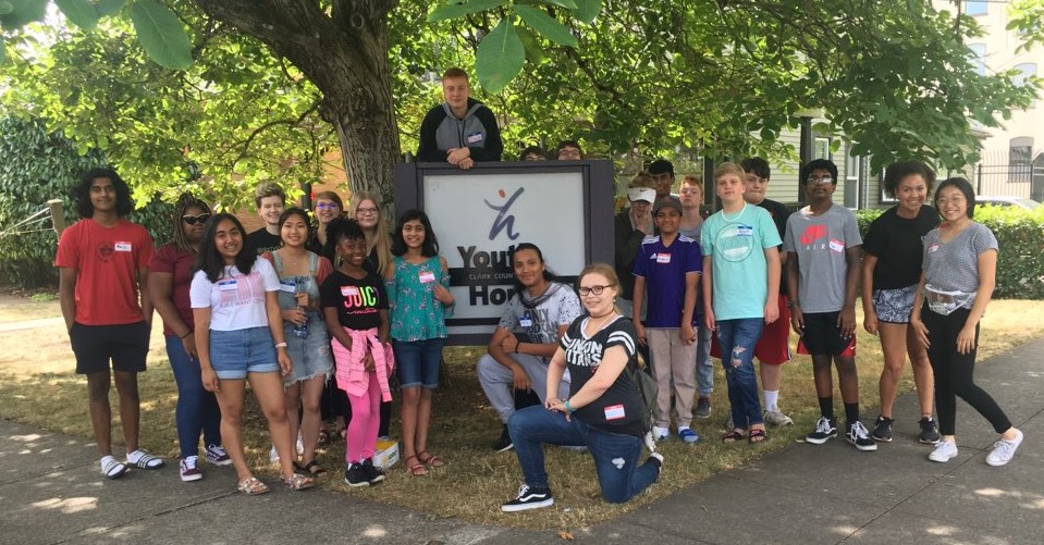 2019-20 Clark County Youth Commission in front of the Clark County Youth Commission