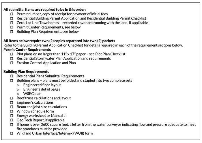 LEAN submittal packet order