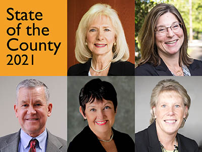 State of the County 2021: Chair Eileen Quiring O'Brien; Councilors Temple Lentz, Julie Olson, Karen Dill Bowerman and Gary Medvigy