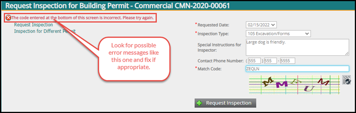 CC LMS look for error message