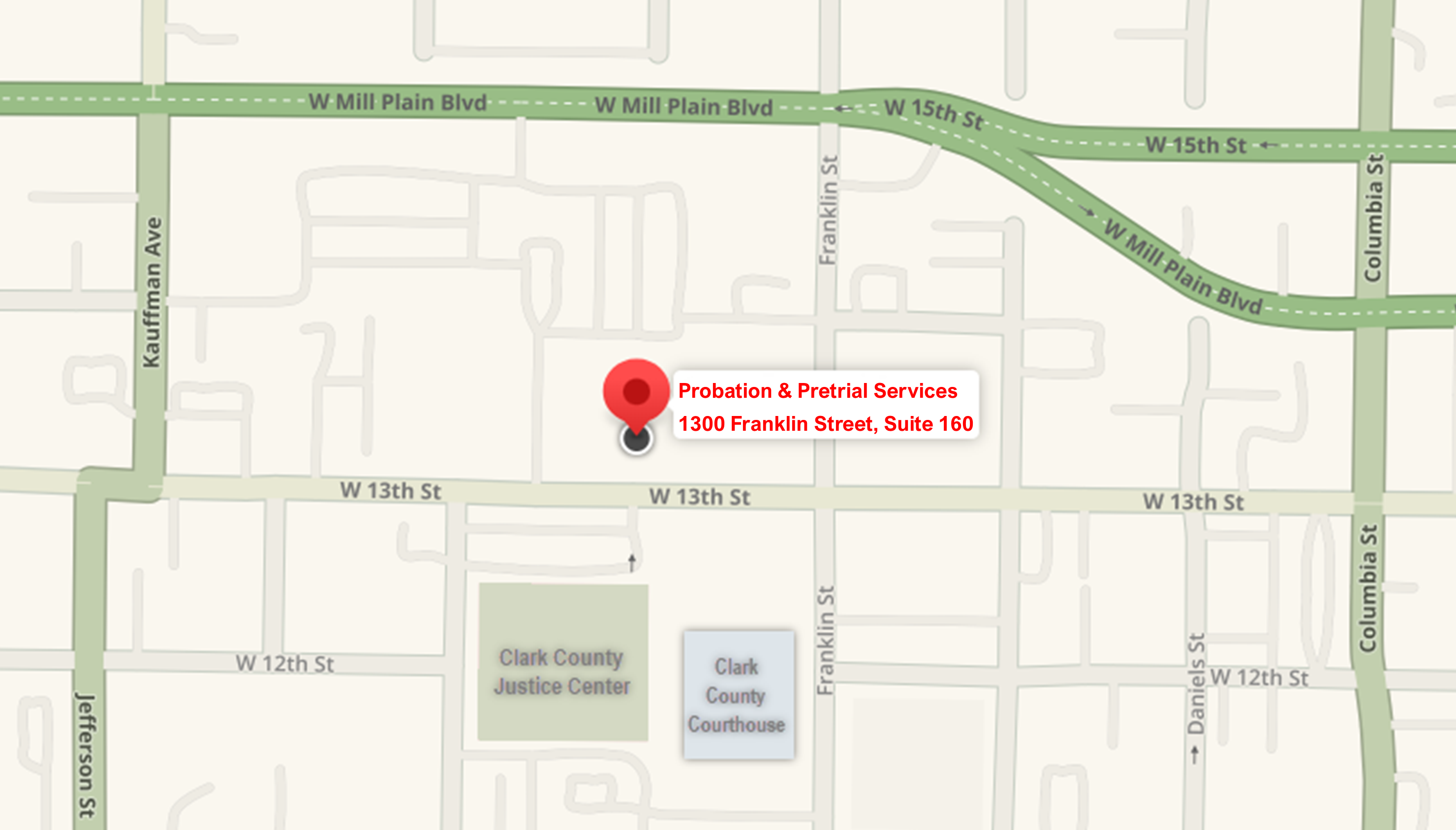 Map to Probation & Pretrial Services Office