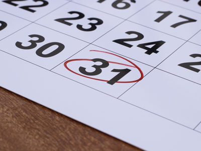 calendar with the 31st day circled