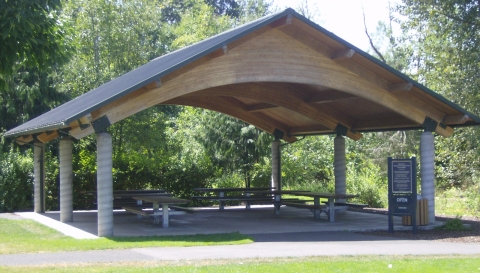 ​Creekside picnic shelter at Salmon Creek Regional Park.