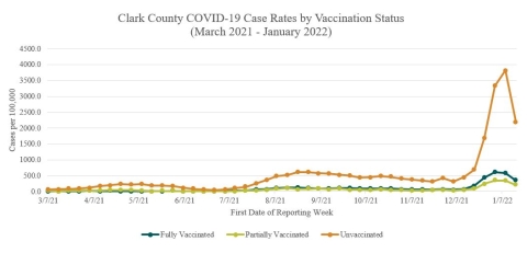 COVID-19 case rates by vaccination status