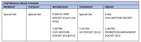 Civil Motion Week Schedule Image 2023