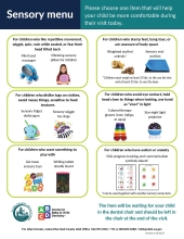 Handout with pictures of items for children to choose when they visit the dentist.