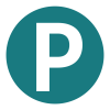 Icon of a circle with the letter "P" inside the circle